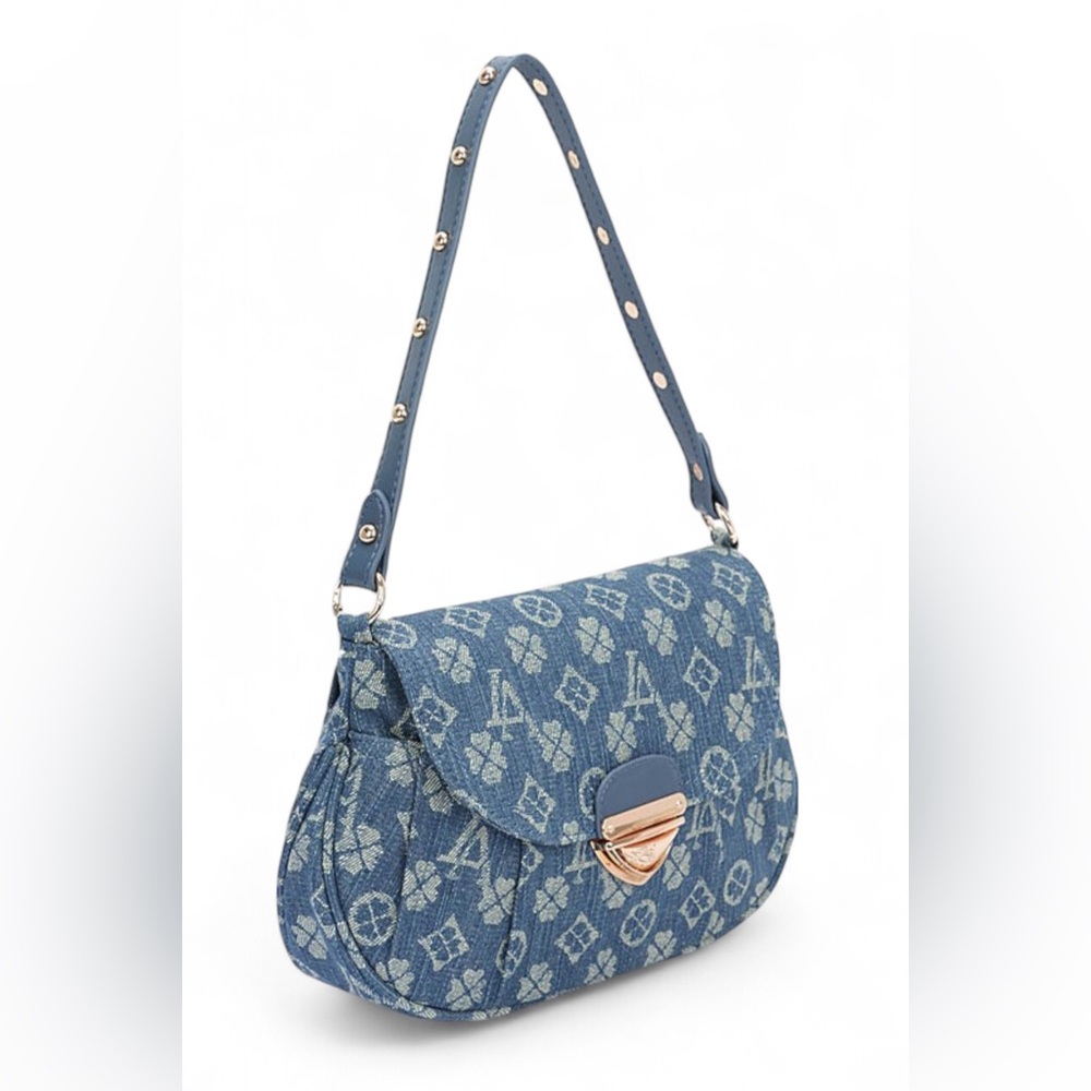 Denim Blue Designer Shoulder Bag - Picture 2 of 5